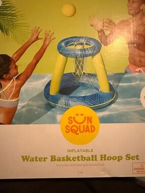 Sun Squad Kids Inflatable Water Basketball Hoop Set - Blue & Yellow ages 5+